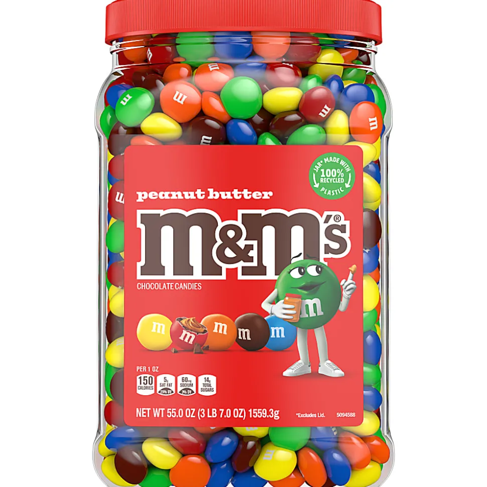 M&M's Peanut Butter Milk Chocolate Candy Jar, 55 Oz