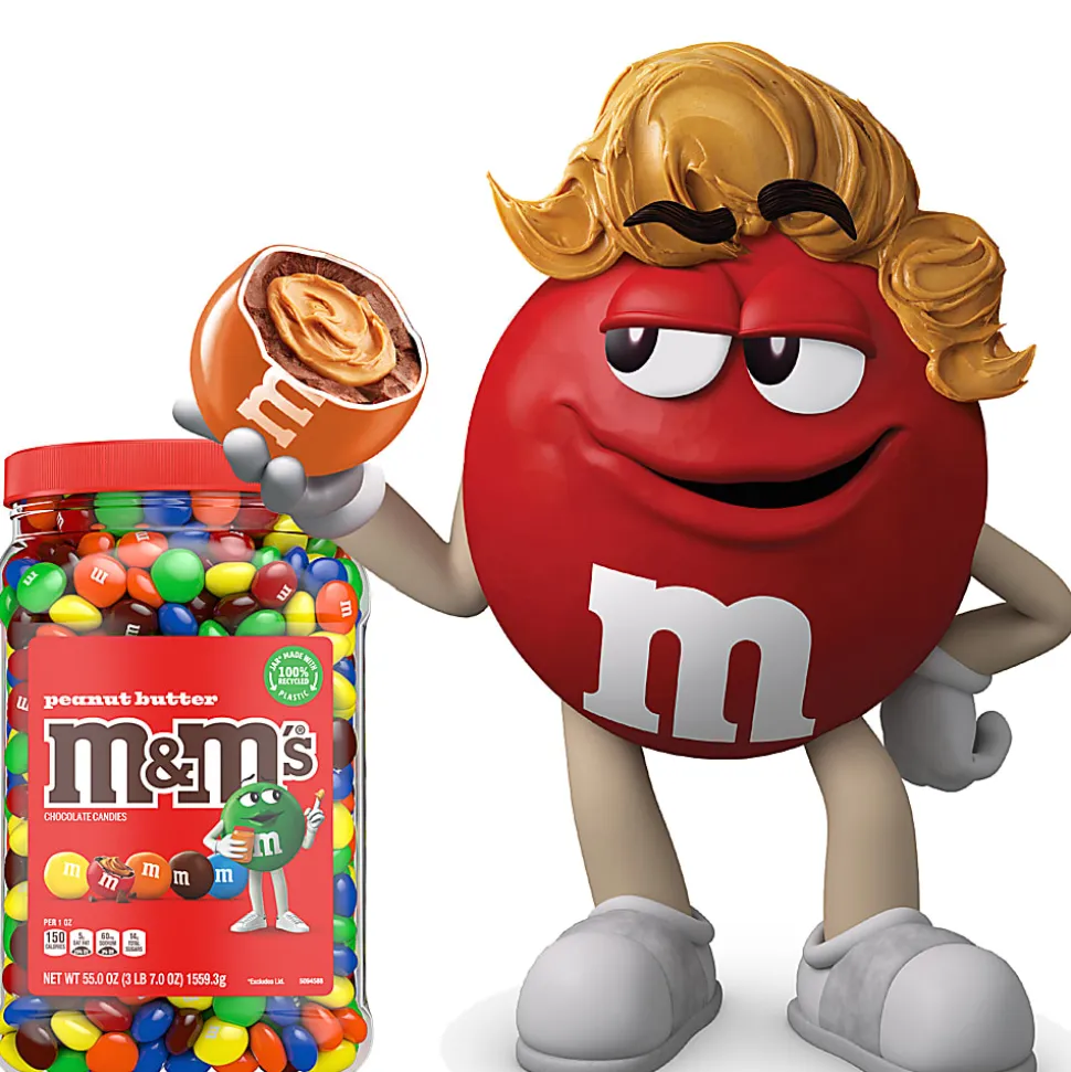 M&M's Peanut Butter Milk Chocolate Candy Jar, 55 Oz