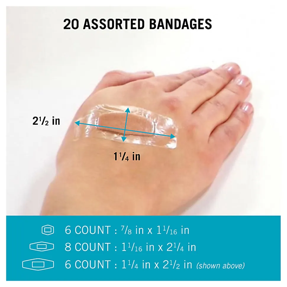 3M™ Nexcare™ Waterproof Bandages, Assorted Sizes, Box Of 20