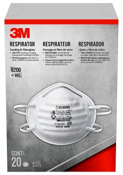 3Mâ„¢ 8200 N95 Sanding and Fiberglass Respirator, White, 8200H20-DC, Pack of 20
