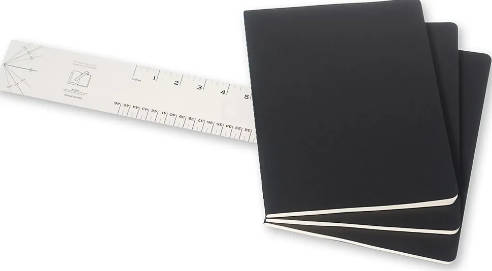 Moleskine Cahier Journals, Extra Large, 7.5" x 10", Ruled, 120 Pages, Black, Set Of 3 Journals