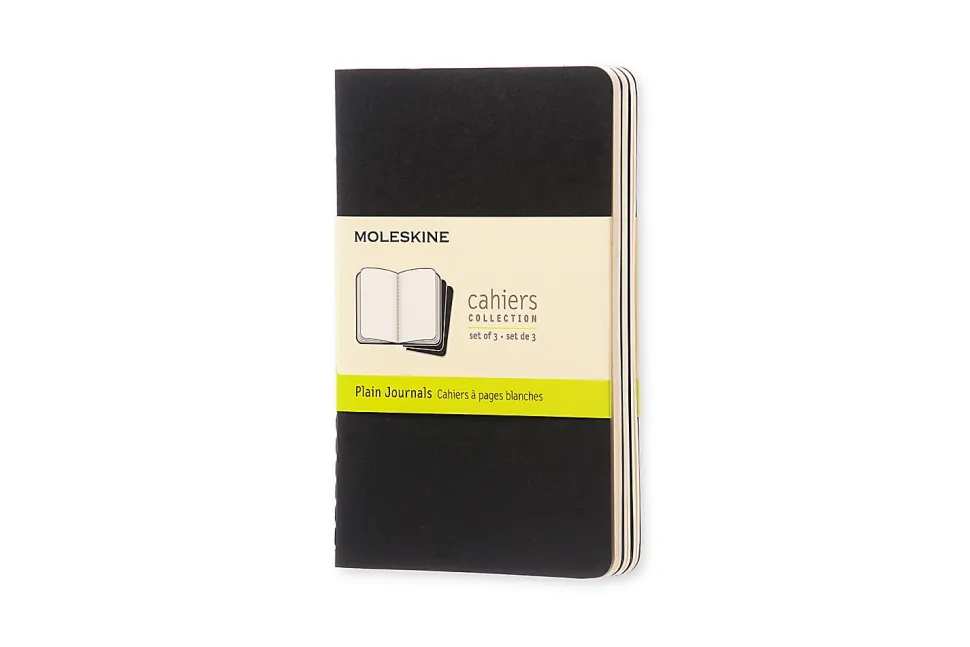 Moleskine Cahier Journals, 3-1/2" x 5-1/2", Black, Set of 3 Journals