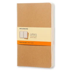 Moleskine Cahier Journals, 5" x 8-1/4", Faint Ruled, 80 Pages (40 Sheets), Kraft Brown, Set Of 3 Journals