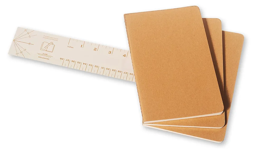 Moleskine Cahier Journals, 5" x 8-1/4", Faint Ruled, 80 Pages (40 Sheets), Kraft Brown, Set Of 3 Journals