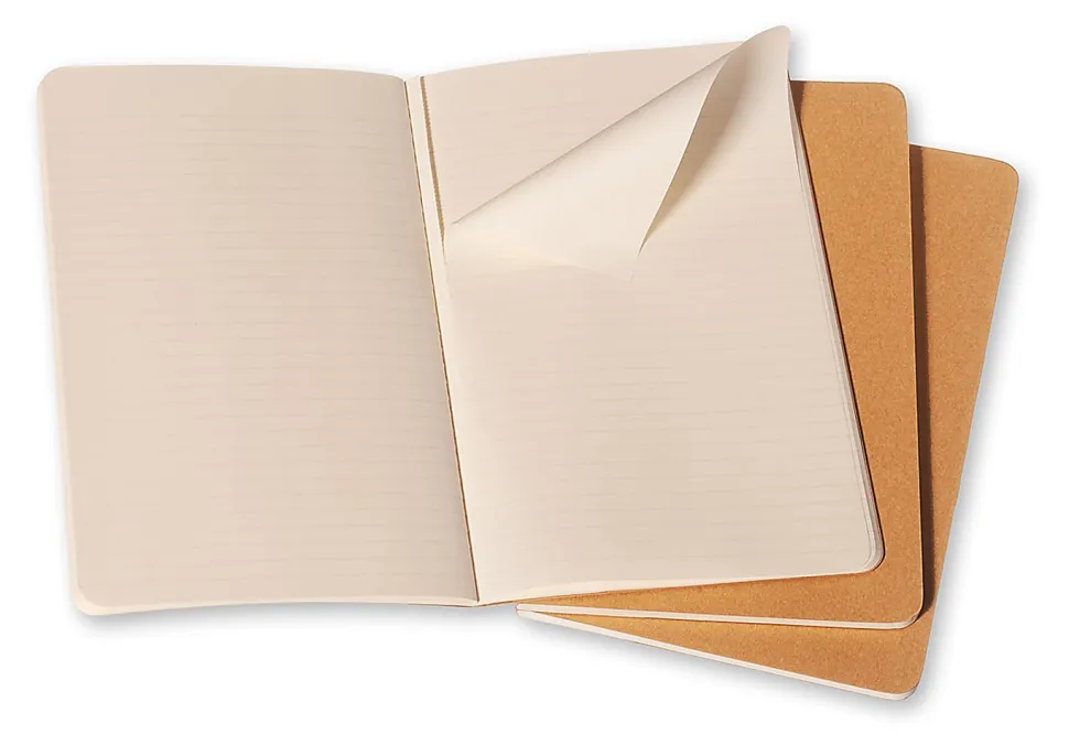 Moleskine Cahier Journals, 5" x 8-1/4", Faint Ruled, 80 Pages (40 Sheets), Kraft Brown, Set Of 3 Journals