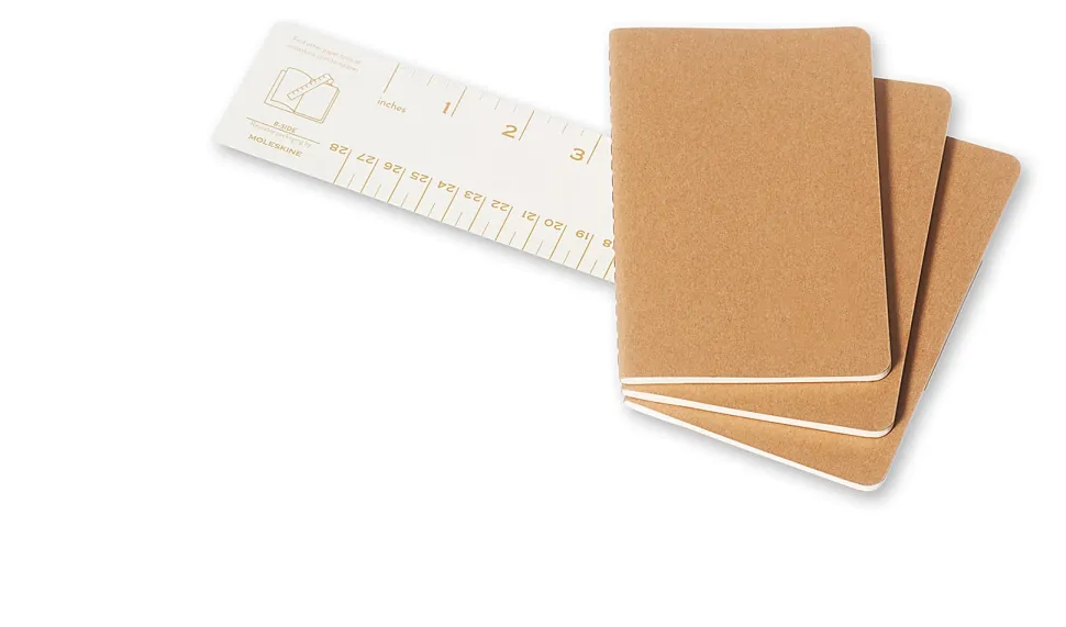 Moleskine Cahier Journals, 3-1/2" x 5-1/2", Faint Ruled, 64 Pages (32 Sheets), Kraft Brown, Set Of 3 Journals