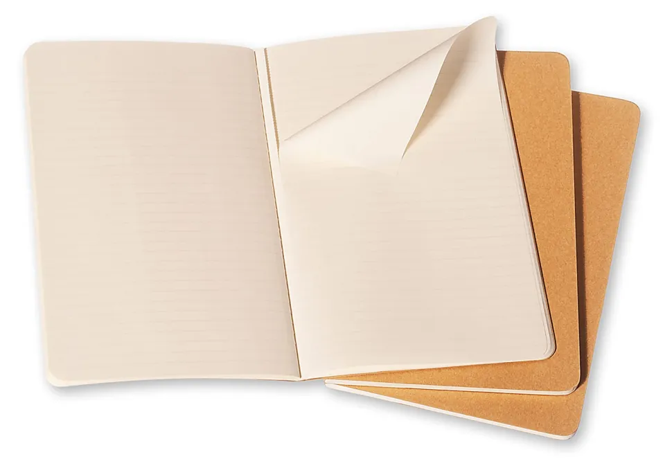 Moleskine Cahier Journals, 3-1/2" x 5-1/2", Faint Ruled, 64 Pages (32 Sheets), Kraft Brown, Set Of 3 Journals