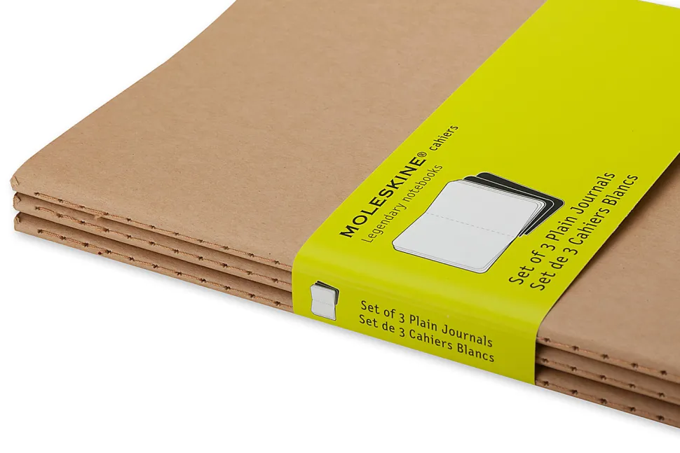 Moleskine Cahier Journals, 5" x 8-1/4", Kraft Brown, Set Of 3 Journals