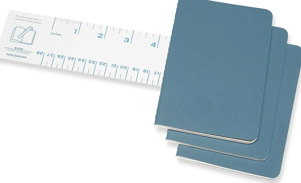 Moleskine Cahier Journals, 3-1/2" x 5-1/2", Ruled, 64 Pages (32 Sheets), Brisk Blue, Set Of 3 Journals