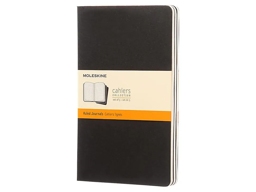 Moleskine Cahier Journals, 5" x 8-1/4", Ruled, 80 Pages, Black, Set Of 3 Journals