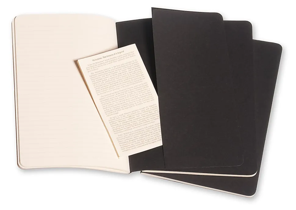 Moleskine Cahier Journals, 5" x 8-1/4", Ruled, 80 Pages, Black, Set Of 3 Journals