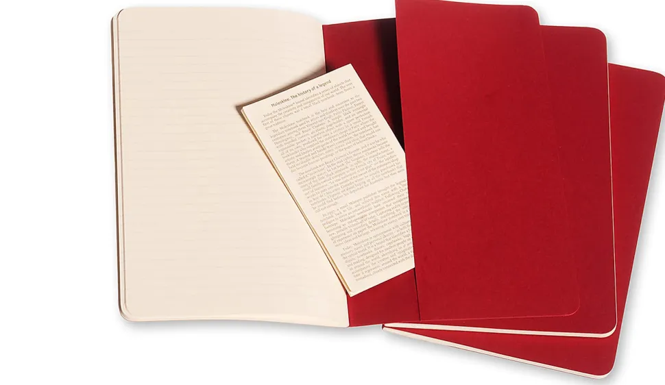 Moleskine Cahier Journals, 5" x 8-1/4", Ruled, 80 Pages, Cranberry Red, Set Of 3 Journals