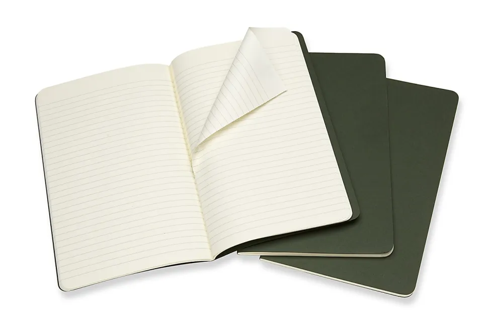 Moleskine Cahier Journals, 5" x 8-1/4", Ruled, 80 Pages, Myrtle Green, Pack Of 3 Journals