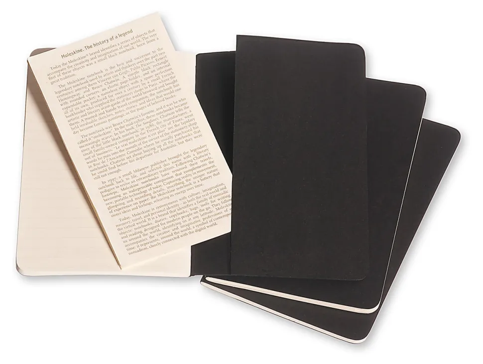 Moleskine Cahier Journals, 3-1/2" x 5-1/2", Ruled, 64 Pages, Black, Set Of 3 Journals