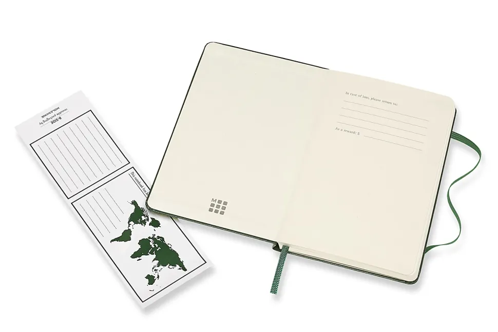 Moleskine Classic Collection Hard Cover Notebook, 3-1/2” x 5-1/2”, 1 Subject, Faint Ruled, 192 Sheets, Myrtle Green
