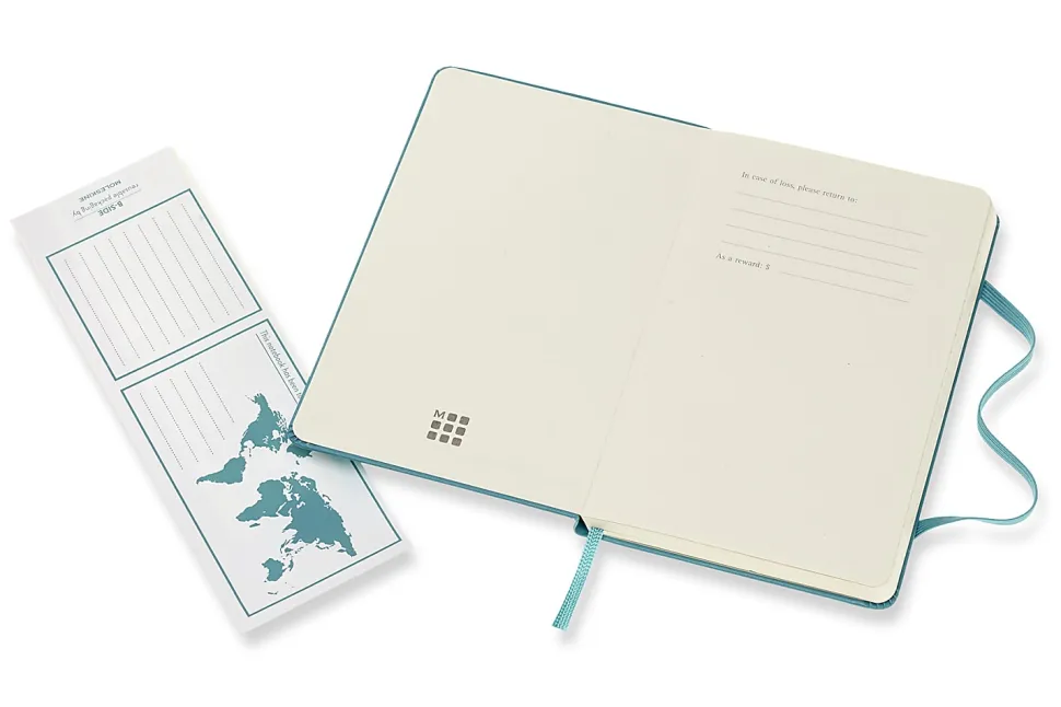 Moleskine Classic Hard Cover Notebook, 3-1/2" x 5-1/2", Ruled, 192 Pages, Reef Blue