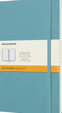 Moleskine Classic Hard Cover Notebook, 5" x 8-1/4", Ruled, 240 Pages, Reef Blue