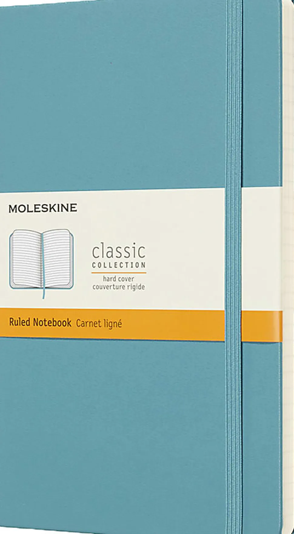 Moleskine Classic Hard Cover Notebook, 5" x 8-1/4", Ruled, 240 Pages, Reef Blue