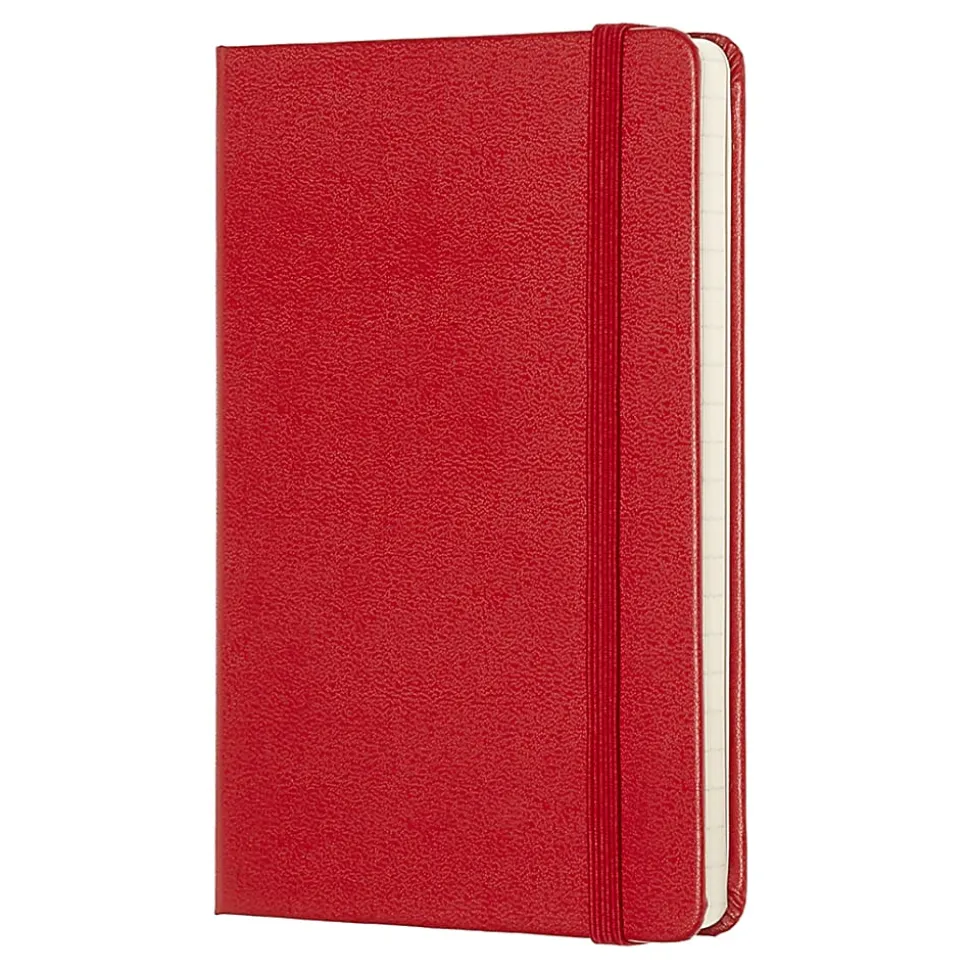 Moleskine Classic Hard Cover Notebook, 3-1/2” x 5-1/2”, Ruled, 192 Pages, Red