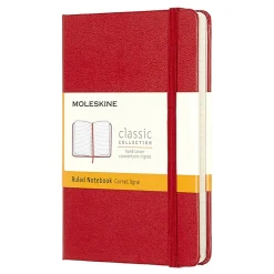 Moleskine Classic Hard Cover Notebook, 3-1/2” x 5-1/2”, Ruled, 192 Pages, Red