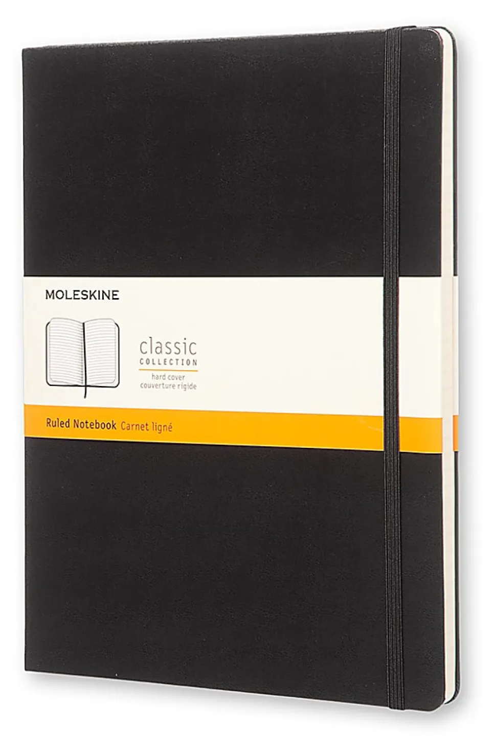 Moleskine Classic Hard Cover Notebook, 7-1/2" x 10", Ruled, 192 Pages, Black