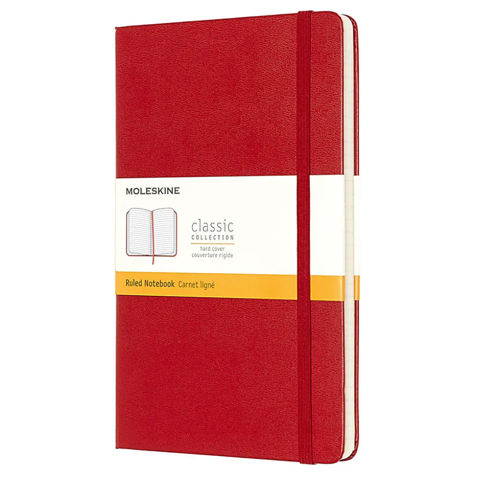 Moleskine Classic Hard Cover Notebook, 5” x 8-1/4”, Ruled, 240 Pages, Red