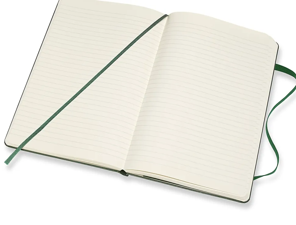 Moleskine Classic Hard Cover Notebook, Large, 5" x 8.25", Ruled, 240 Pages, Myrtle Green