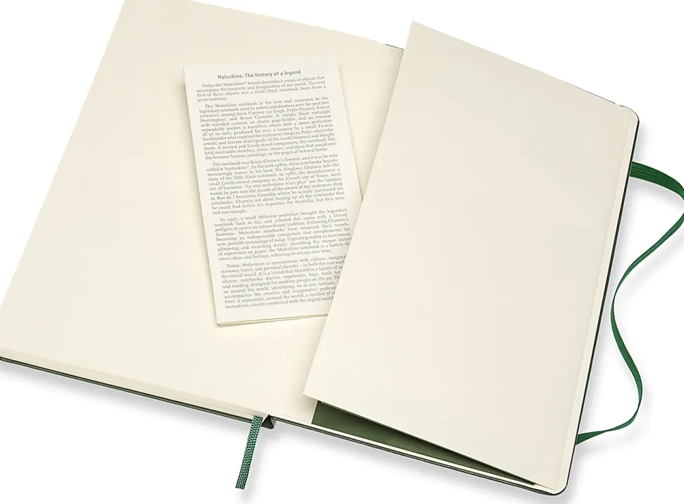Moleskine Classic Hard Cover Notebook, Large, 5" x 8.25", Ruled, 240 Pages, Myrtle Green