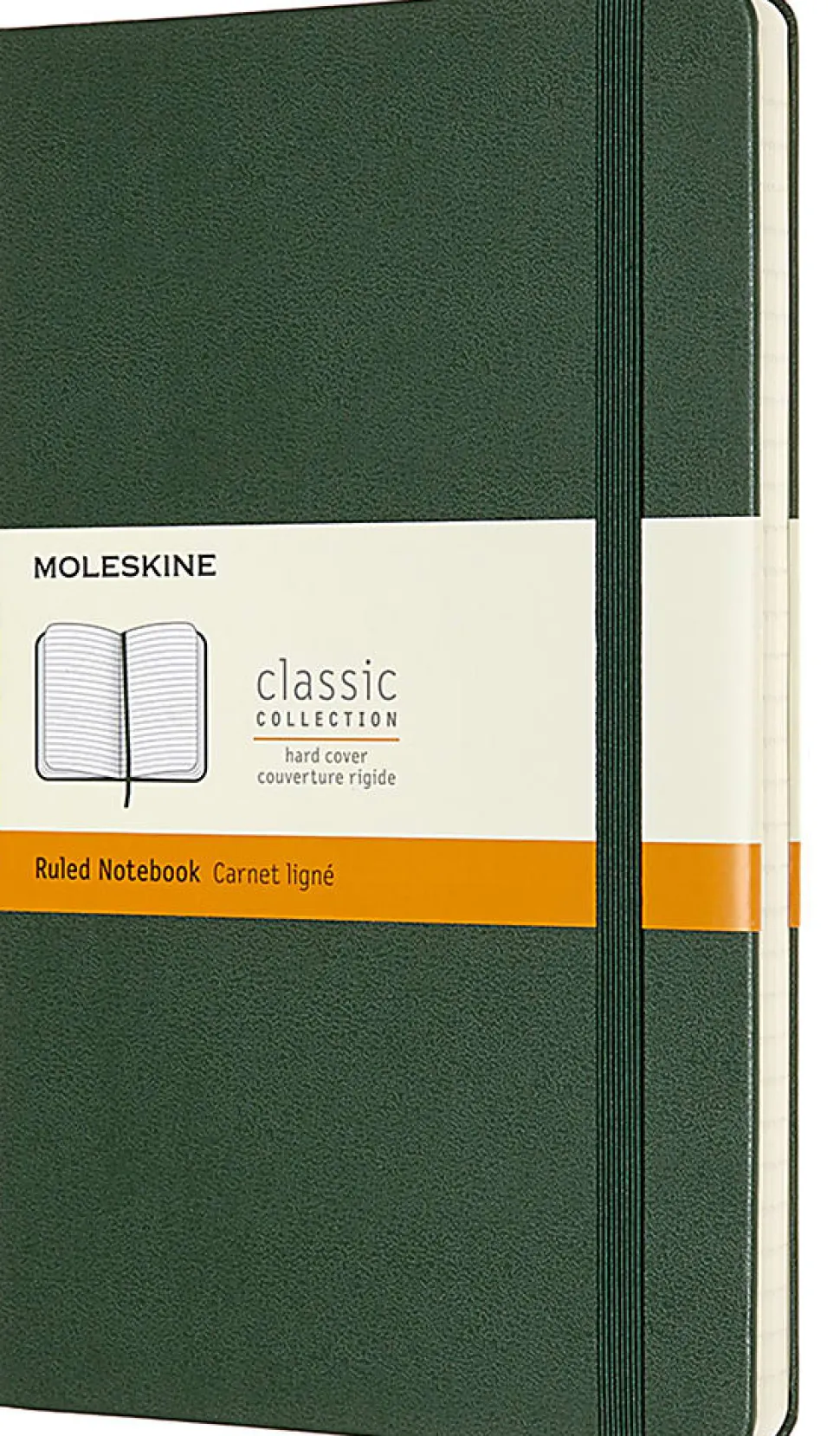 Moleskine Classic Hard Cover Notebook, Large, 5" x 8.25", Ruled, 240 Pages, Myrtle Green