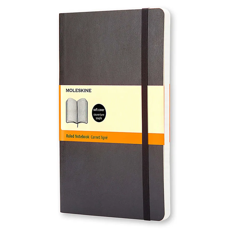 Moleskine Classic Soft Cover Notebook, 5" x 8-1/4", Ruled, 192 Pages, Black