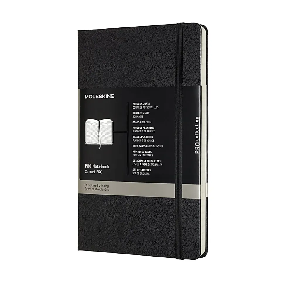 Moleskine PRO Notebook, 5" x 8-1/4", 240 Pages, Black