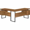 Monarch Specialties Dallas 71"W L-Shaped Corner Desk, Walnut