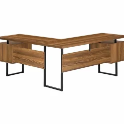 Monarch Specialties Dallas 71"W L-Shaped Corner Desk, Walnut