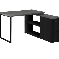 Monarch Specialties Eliza 48"W L Shaped Corner Desk With Return, Black/Gray
