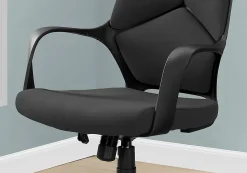 Monarch Specialties High-Back Office Chair, Integrated Headrest, 4 Pad Segment Back, Black