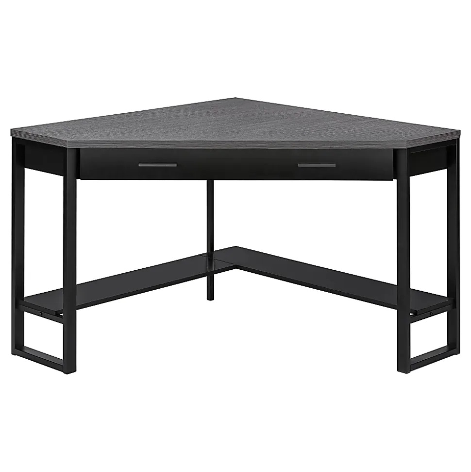 Monarch Specialties Jordan 42"W Weave Corner Computer Desk, Gray/Black