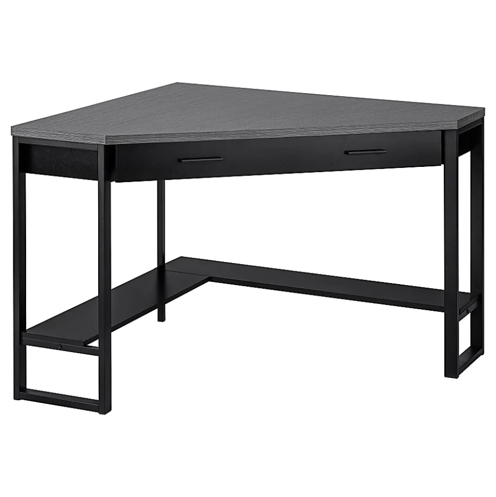 Monarch Specialties Jordan 42"W Weave Corner Computer Desk, Gray/Black