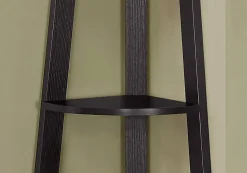 Monarch Specialties Karlee 72"H 5-Shelf Corner Bookcase, Cappuccino