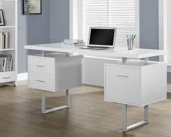 Monarch Specialties Retro-Style 60"W Computer Desk, White