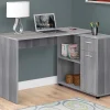 Monarch Specialties 46"W Corner Desk With Storage Cabinet, Gray