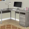 Monarch Specialties 79"W L-Shaped Corner Desk With 2 Drawers, Dark Taupe