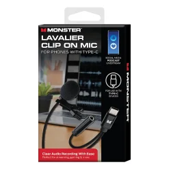 Monster Cable® Lavalier Clip-On Microphone, Type-C, Black