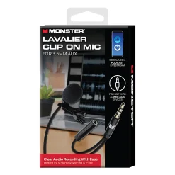 Monster Cable® Lavalier Clip-On Microphone, Aux 3.5 mm, Black
