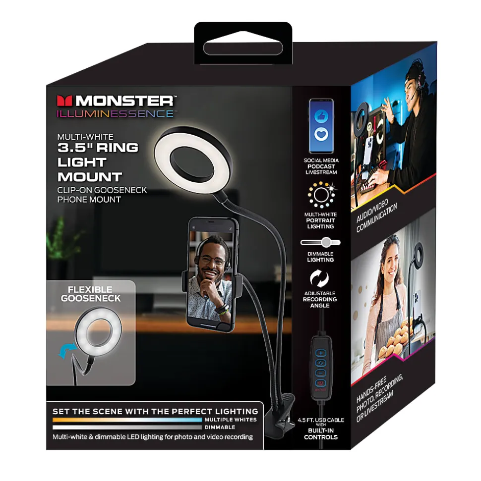 Monster Cable LED Ring Light, 3-1/2", Multicolor/White