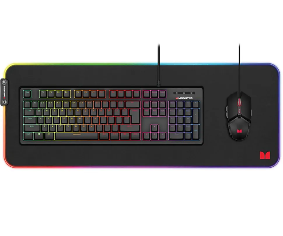 Monster Rogue LED Gaming Mousepad, 32”H x 12”W x 1”D, Black