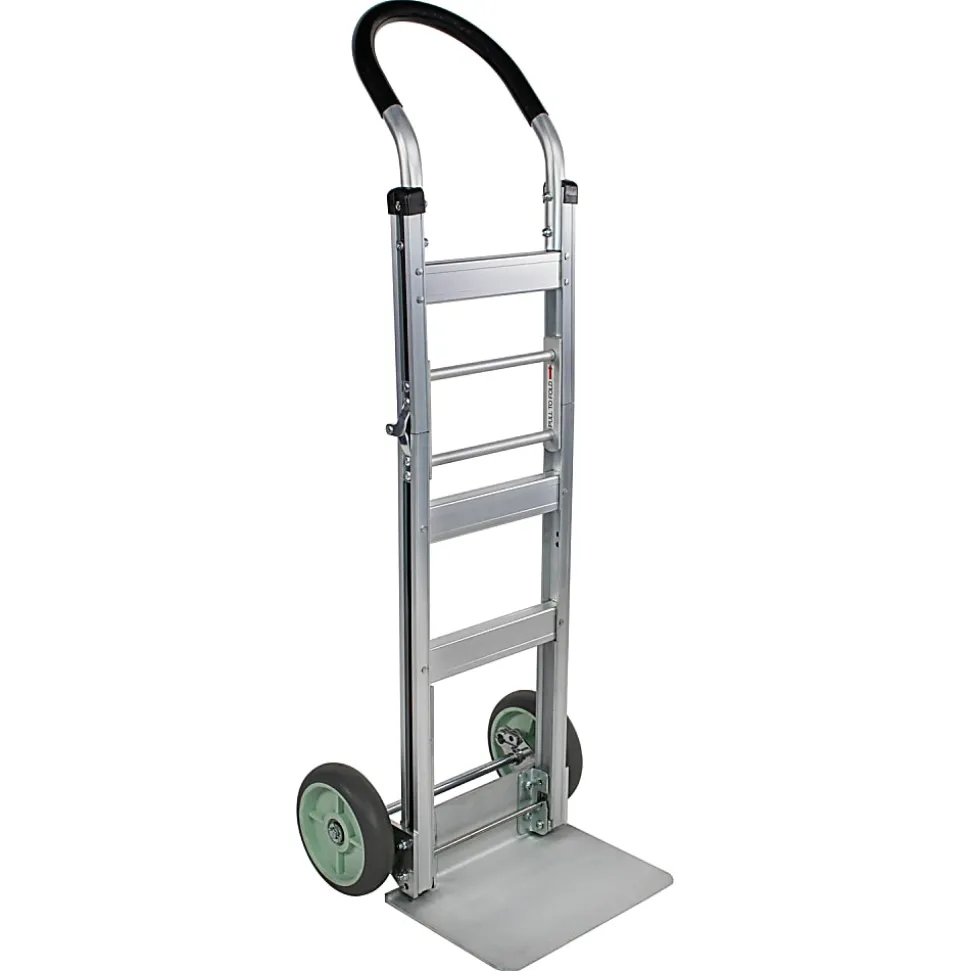 Monster Trucks® Foldable Aluminum Hand Truck With Solid TPR Tires And Ergonomic Handle, 50”H x 17-1/2”W x 18”D, Silver