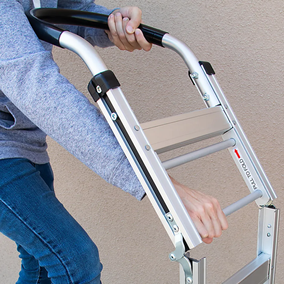 Monster Trucks® Foldable Aluminum Hand Truck With Solid TPR Tires And Ergonomic Handle, 50”H x 17-1/2”W x 18”D, Silver