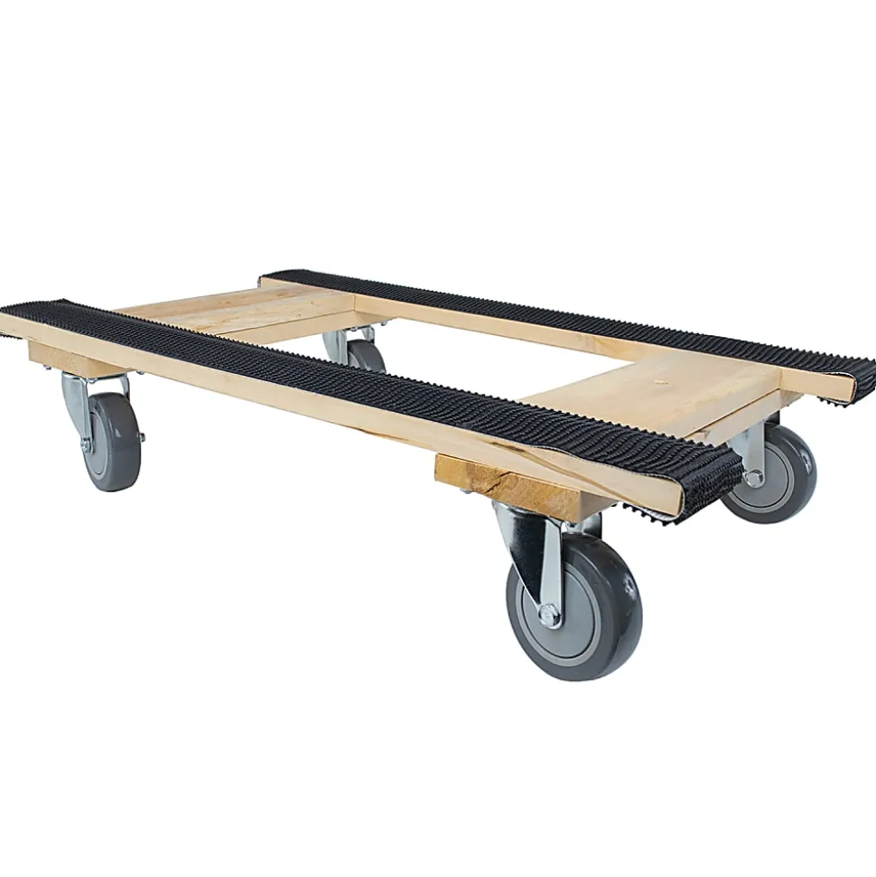 Monster Trucks® Piano H Style 4-Wheel Wood Dolly, 30”L x 18”W x 8”H, Black/Brown
