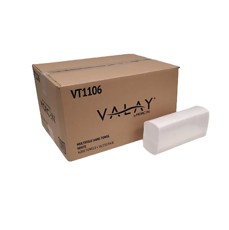 Morcon Tissue Valay® Multi-Fold Towels, 1-Ply, 9.05 x 9.25, White, 250/Pack, 16 Packs/Carton
