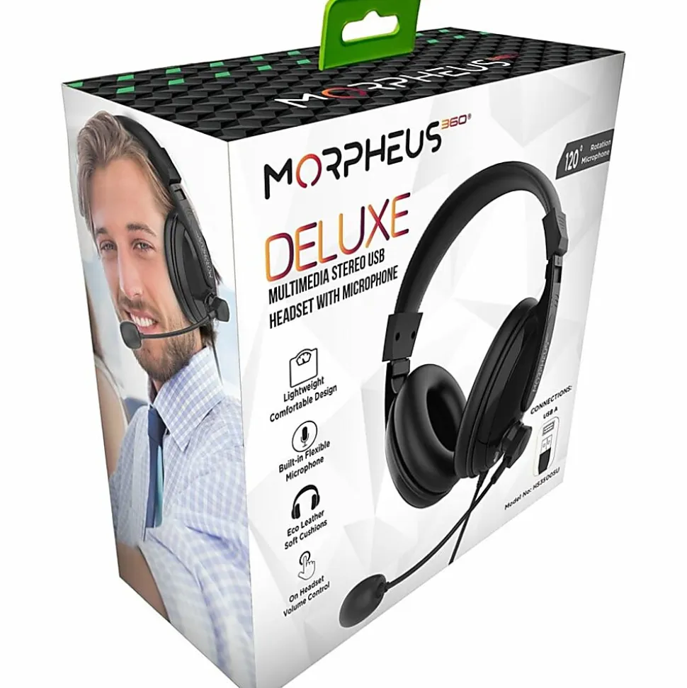 Morpheus 360 Deluxe Multimedia Stereo USB Headset - Adjustable Microphone - Lightweight Comfortable Design - HS3500SU